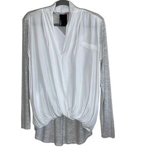 ANTHROPOLOGIE DOLAN WOMEN'S DRAPED WRAP FRONT‎ LONG SLEEVE TOP SIZE S